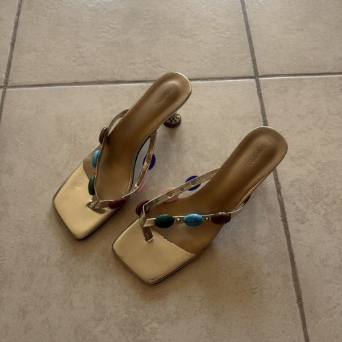 Embellished Heeled Sandals gold, like new, size 39