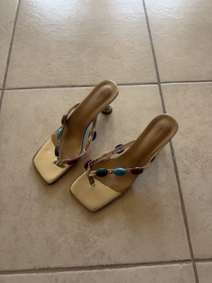 Embellished Heeled Sandals gold, like new, size 39