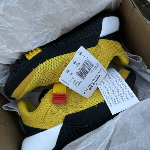 Adidas Lego Sport Pro kids' running shoes size 31, yellow and black