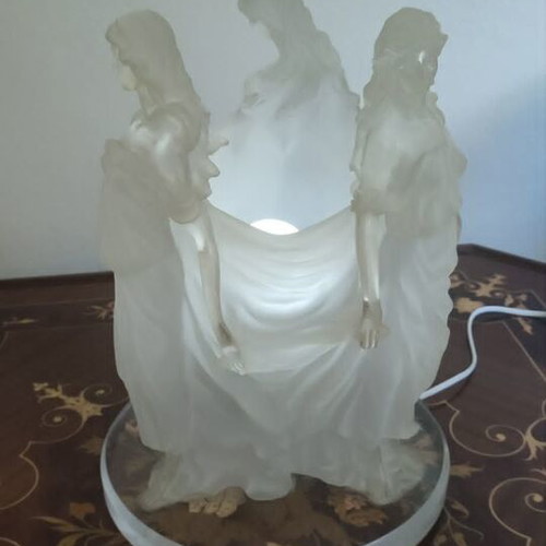 Italian Art Nouveau Deco Crystalline Triptych Three Dancing Ladies by Crosa Italy like new