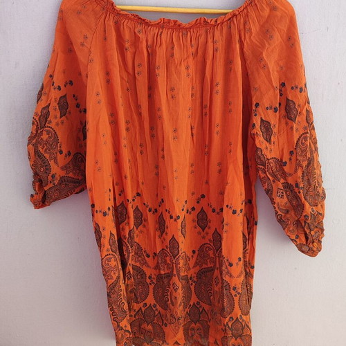 Aerin Tunic Made in Italy like new, orange with green pattern