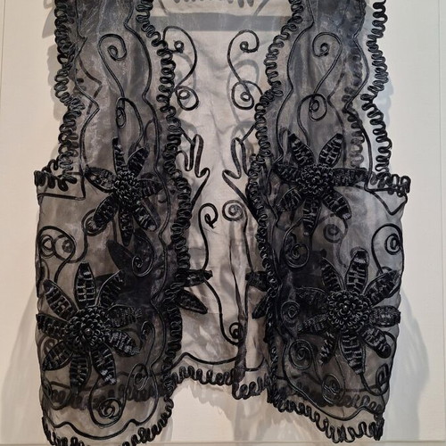 Organza women's shirt with handmade embroidery, like new