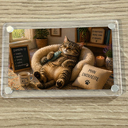 Acrylic fridge magnet "Do Not Disturb" Cozy Relax Cat new