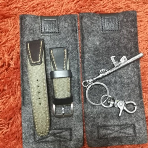 "SALT & PEPPER" canvas strap by Wotancraft, black leather