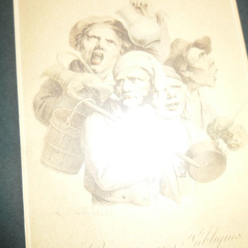 Λιθογραφία Louis Léopold Boilly μεταχειρισμένη με ξύλινη χρυσή κορνίζα