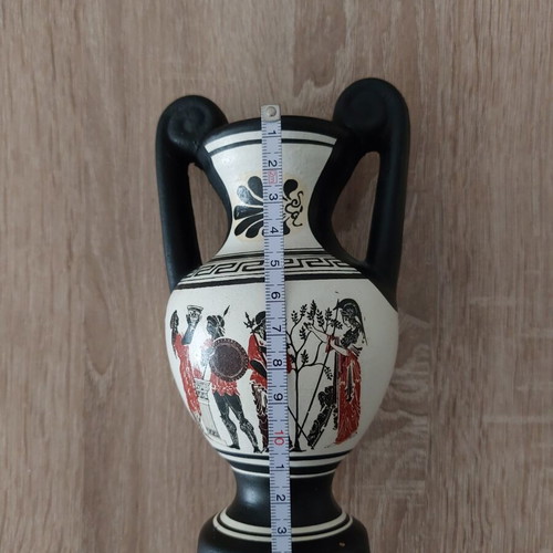 Handmade ceramic decorative vase 15 cm vintage 1980s made in Greece