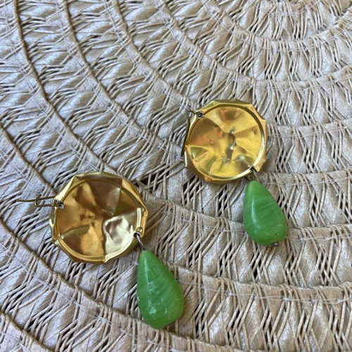 Handmade earrings new with glass beads from recycled espresso coffee capsule