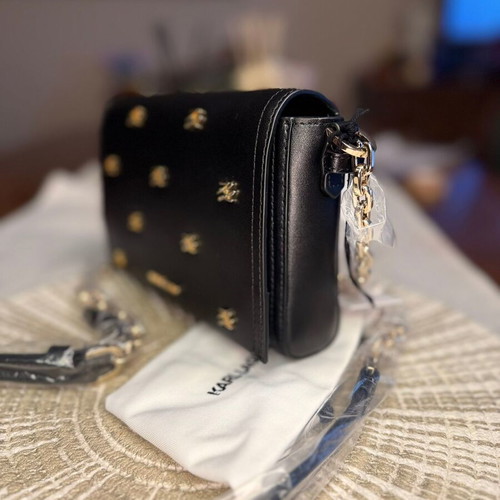 Karl Lagerfeld K/Autograph SM Crossbody Bag new, black and gold leather