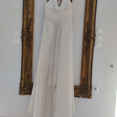 Wedding dress size 36, like new, open back, beige