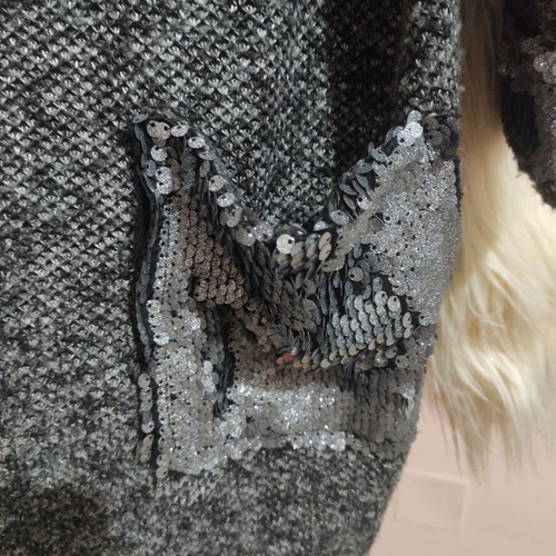 Italian wool cardigan Aerfan like new with sequins gray