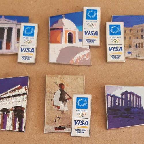 Athens 2004 Olympic Games full set of 6 pins Visa sponsor like new