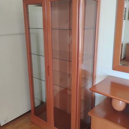 Living room furniture set cherry wood with lighting, like new