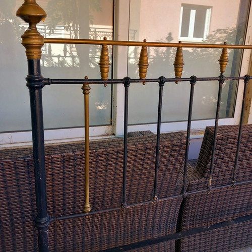 Old metal bed headboard used