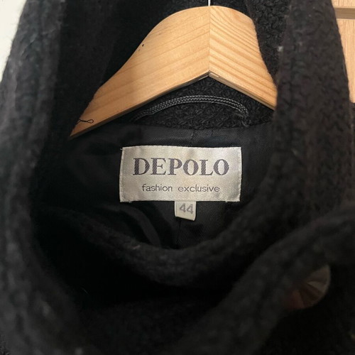 Depolo wool coat used with leather details black