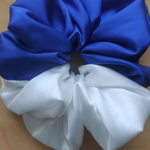 Handmade satin XL scrunchies two-tone, Greek craftsmanship