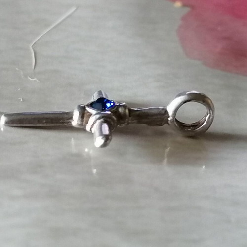 Silver 925 Cross with Blue Zircon New