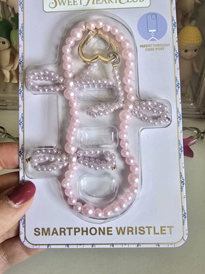 SweetHeartClub Smartphone Wristlet pink with pearls and heart new