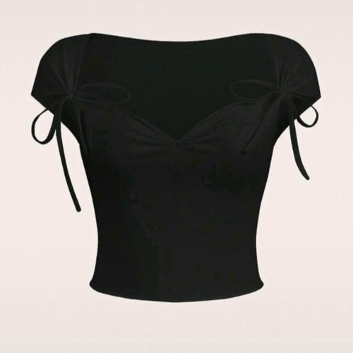 Top with bows like new, black, size S