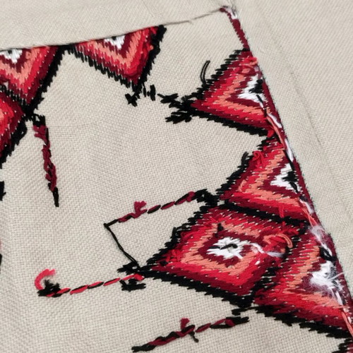 Hand embroidered linen tablecloth square like new 68x70 cm