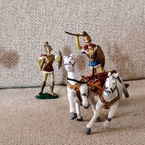Ancient Greek soldier toy set with chariot and horses, Athena