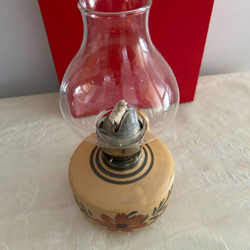 Vintage ceramic handmade oil lamp used