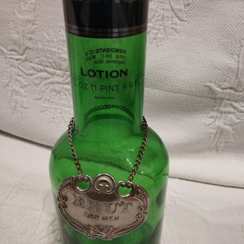 Faberge Brut men's lotion spray bottle used, collectible