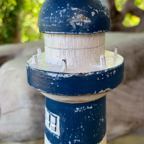 Wooden decorative lighthouse new, hand-carved and painted