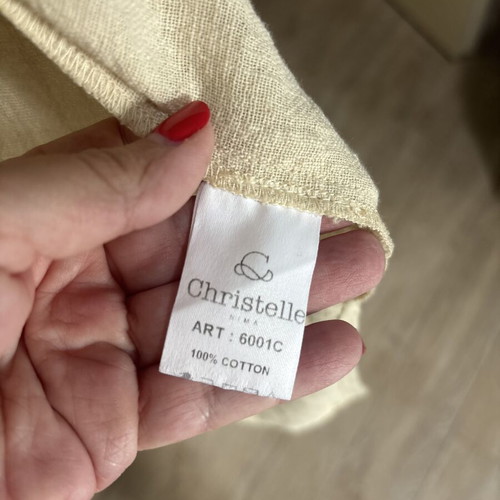 Christelle linen kimono with wide fringed sleeves like new, beige