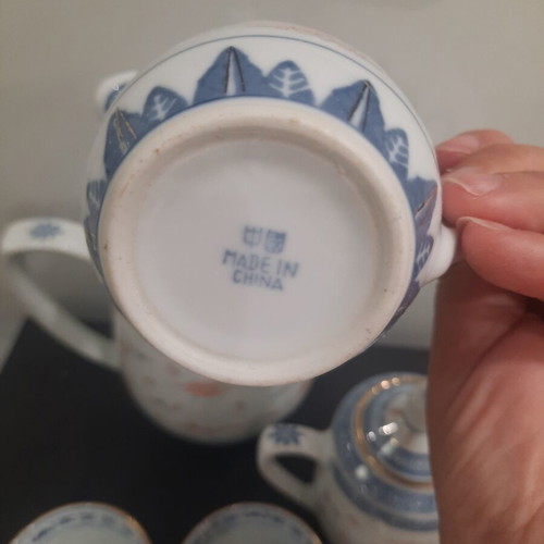 Vintage porcelain tea set China rice grain technique, like new