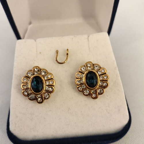 Zircon earrings with blue studs new