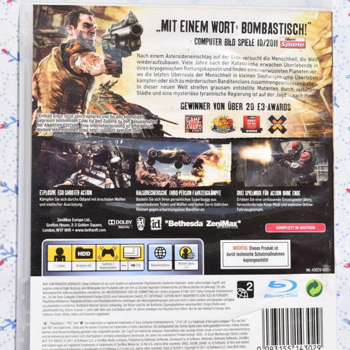 Rage Anarchy Edition PS3 used first-person shooter
