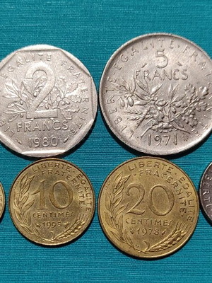 Λοτ 8 κέρματα Γαλλίας μεταχειρισμένα, συλλογή νομισμάτων