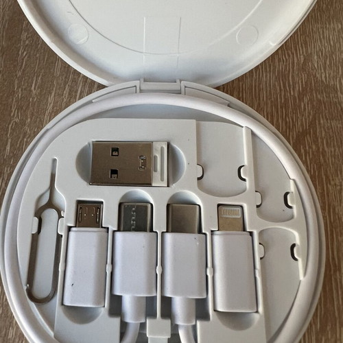 Phone accessory set new with iPhone cables, type C, SIM card key