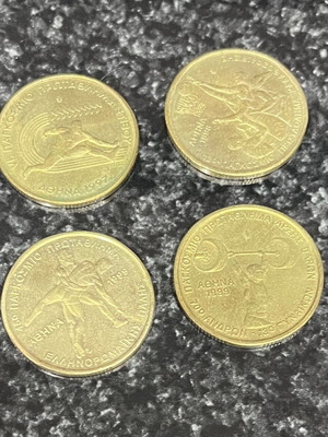 100 Drachma Coins like new, sports theme