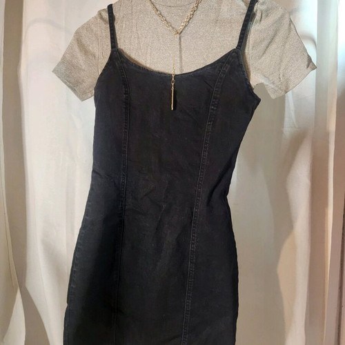 Black denim dress H&M like new, mini spaghetti strap