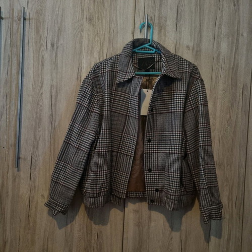 Zara wool bomber jacket checked new, size Large