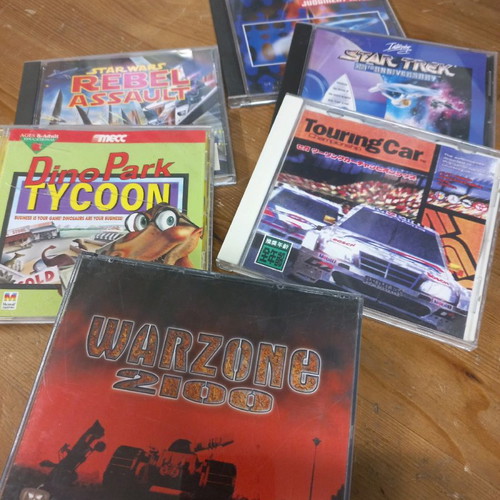 Pc games lot with Warzone 2100, Dinopark Tycoon, Touring Car, Rebel Assault, Star Trek