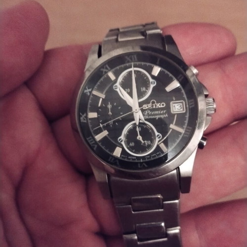 Seiko Premier Chronograph men's wristwatch used, silver