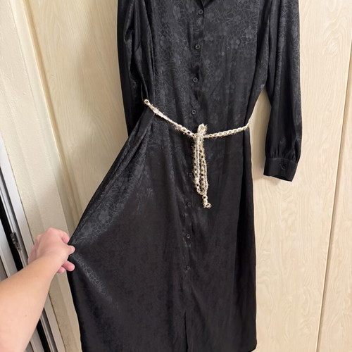 Shein black maxi dress with light knitted belt