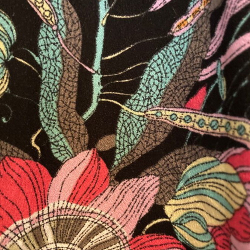 Floral long dress blouse, black, size M