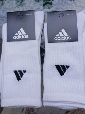 Ανδρικές κάλτσες Adidas λευκές, ψηλές, καινούργιες, πακέτο 2 ζευγών 41-45