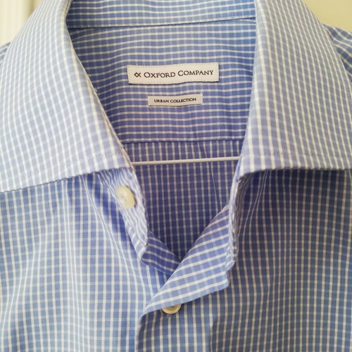 Oxford Company men's shirt used, checkered white-blue, size 41