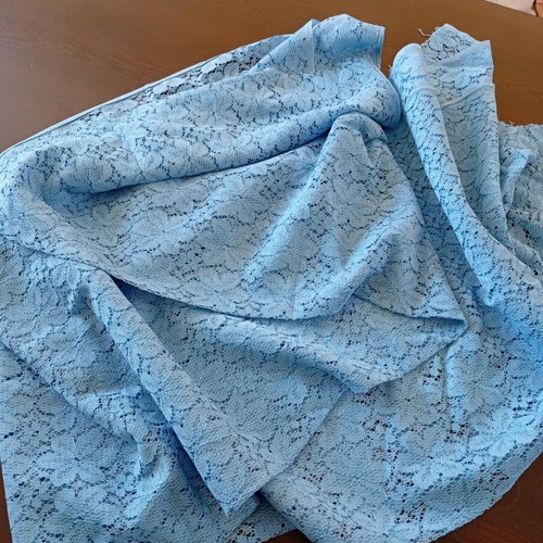 Blue lace fabric new, dimensions 2.10x1.00 m