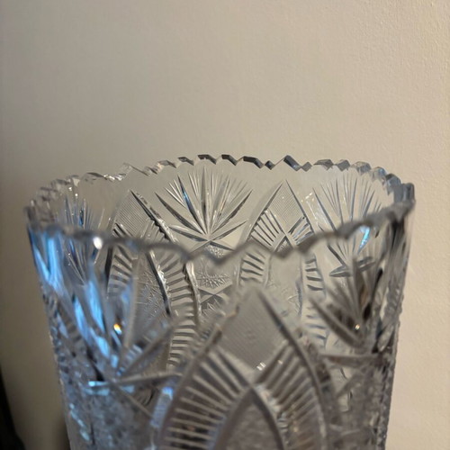 Crystal carved vase like new