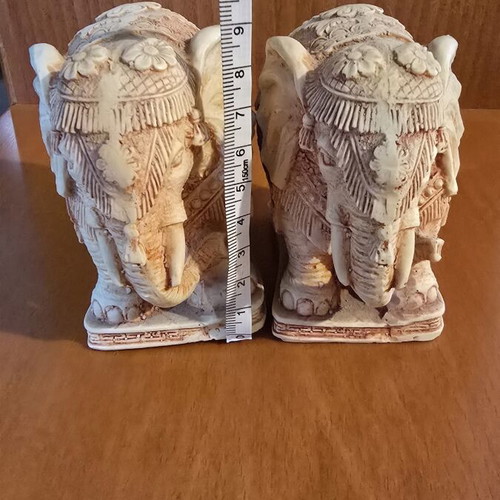 Pair of decorative elephants used with detailed embossed design