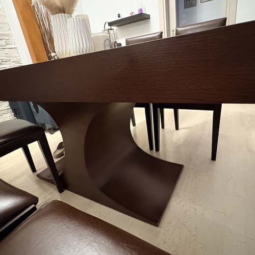 Wooden dining table with 6 chairs