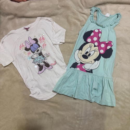 Disney girls set with Minnie Mouse dress and shirt used, 4-5 yrs, stains