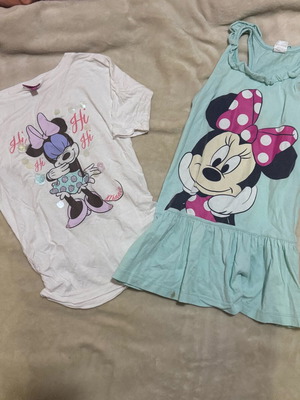 Disney girls set with Minnie Mouse dress and shirt used, 4-5 yrs, stains
