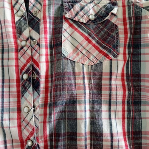 Tramontana women's plaid shirt size L used with embroidered details and waist strap