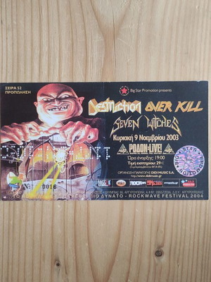 Destruction Overkill Seven Witches Concert Ticket used photocopy 2003